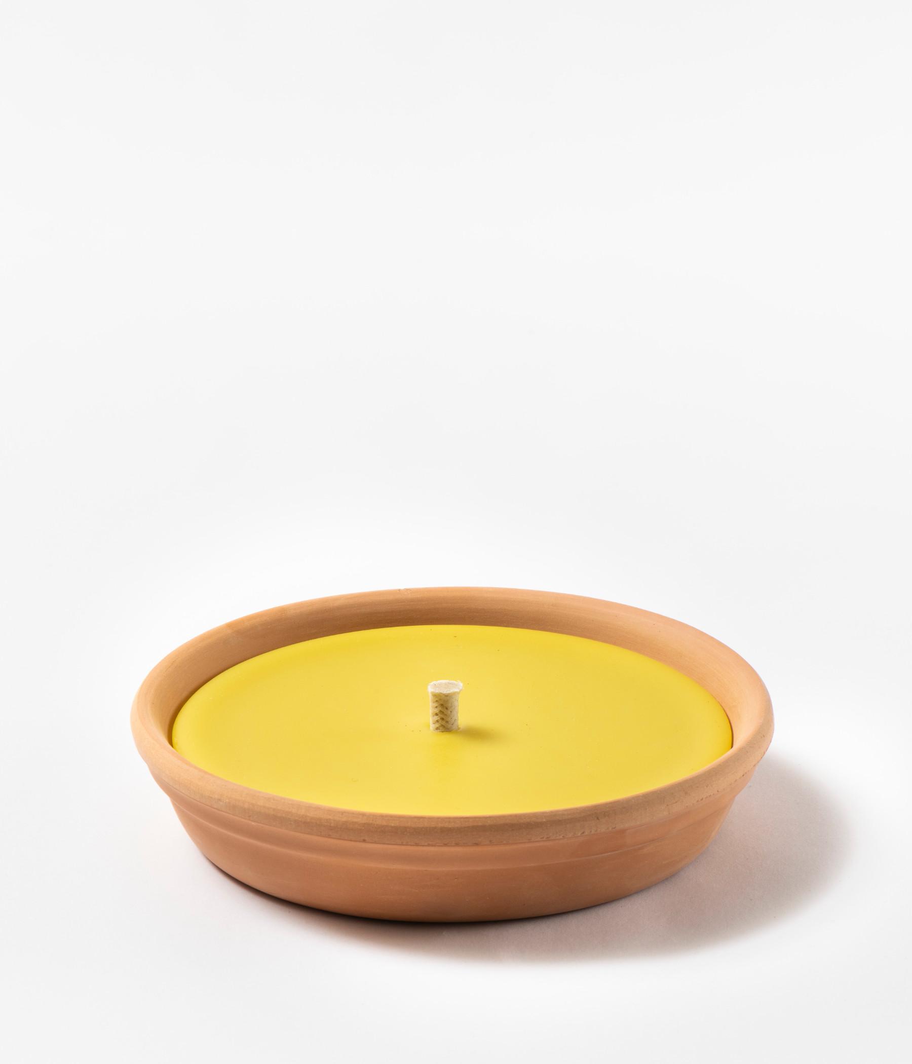 Kerze mit Teller aus Terrakotta - ZITRONENGRAS Linie