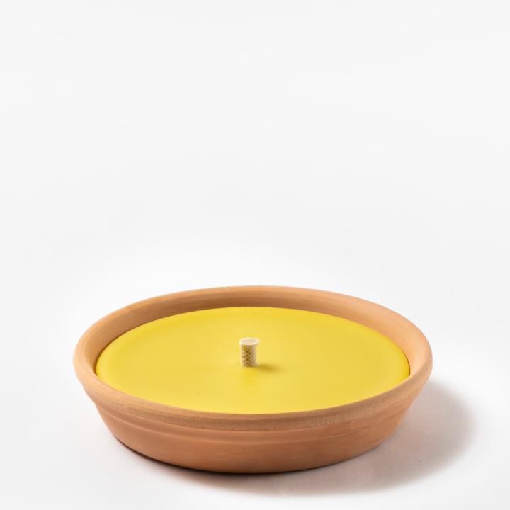 Kerze mit Teller aus Terrakotta - ZITRONENGRAS Linie